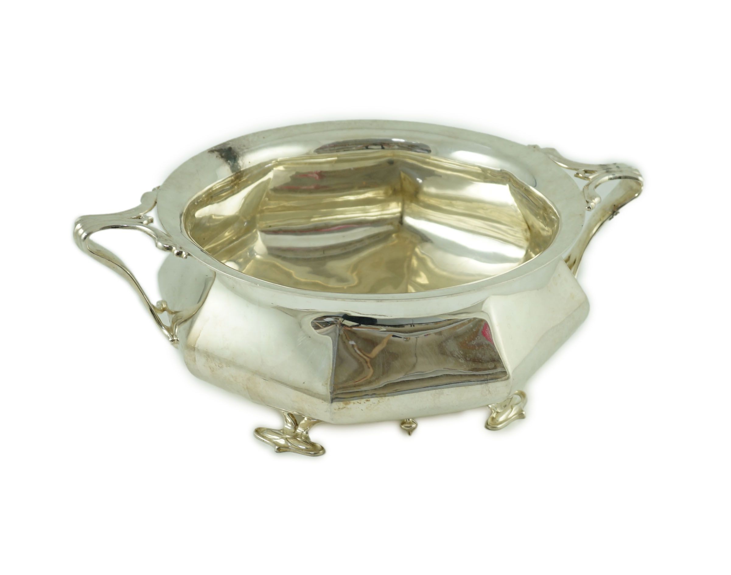 An Edwardian Art Nouveau Scottish silver two handled fruit bowl, by Hamilton & Inches